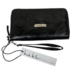 Nicole Miller New York Black Zip Around Wallet